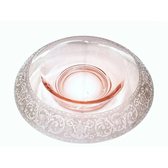 Vintage Pink Depression Glass Console Dish - Picture 1 of 7